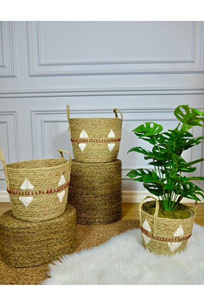 SepetçiBaba Native - 3'lü Hasır Sele Saksılık Seti - 46
