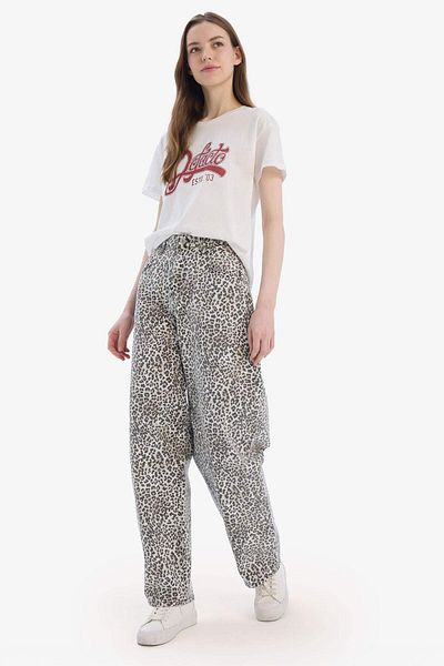 DeFacto Baggy Fit Gabardine Παντελόνι Ψηλόμεσο Λεοπάρ Στάνταρ Μέγεθος D8149AX25SP