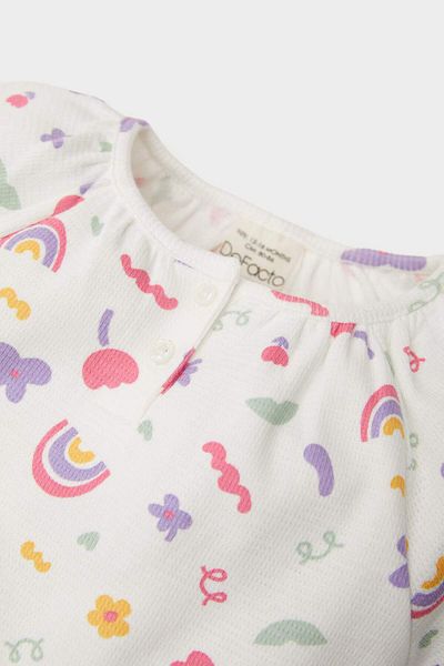 DeFacto Rainbow Printed Long Sleeve Snap Waffle Body for Newborn Baby Girl - E2381A525Sp