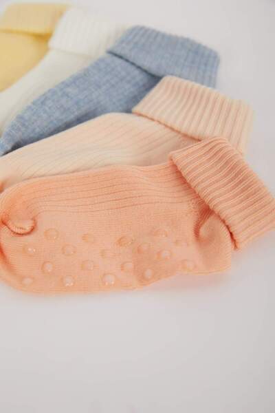 DeFacto Baby Girl Anti-Slip Sole 5-Piece Cotton Long Socks E4651A5Ns
