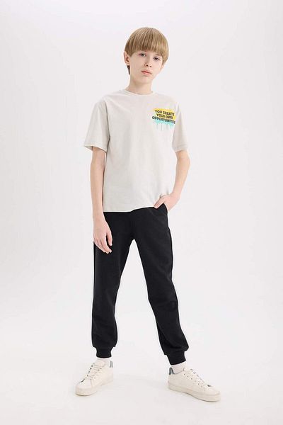 DeFacto Tricou cu mânecă scurtă imprimat cu decolteu pentru băiat D9288A825SM