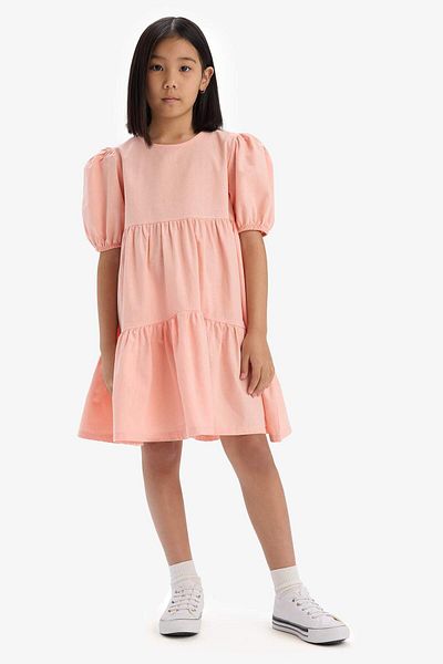 DeFacto Rochie de vară din bumbac cu mânecă scurtă pentru fete B6927A825SM