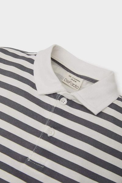 DeFacto Tricou cu mânecă lungă cu dungi imprimate cu etichetă pentru bebeluși băieți E4906A525SP