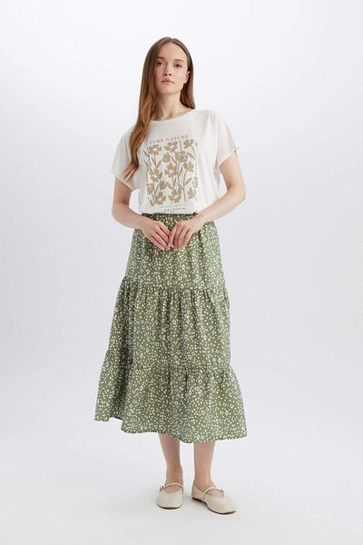 DeFacto Regular Fit Crew Neck Floral Short Sleeve T-Shirt E1162Ax25Sm