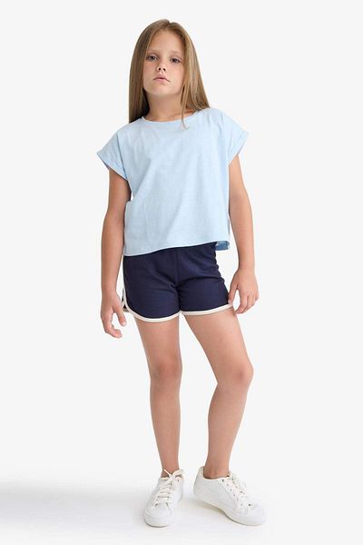 DeFacto Girls' Boxy Fit Crew Neck Basic Solid Short Sleeve T-Shirt C4511A825Sm
