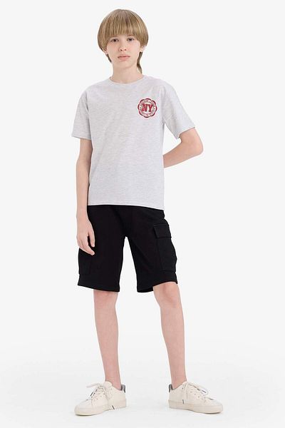 DeFacto Tricou cu mânecă scurtă imprimat cu gât crew pentru băieți D9275A825SM