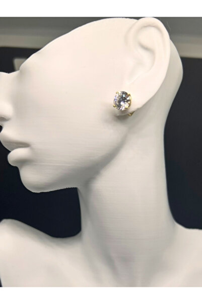 Monella Altın Kaplama Büyük Taşlı Kadın Küpe | Işıltılı Zarif Tasarım