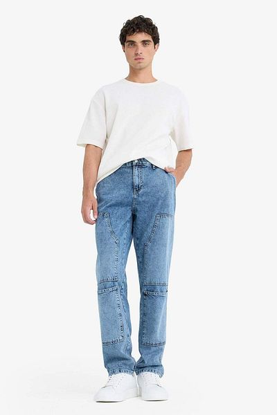 DeFacto 100% Cotton Relax Fit Relaxed Cut Straight Leg Jean Pants D7284Ax25Sp