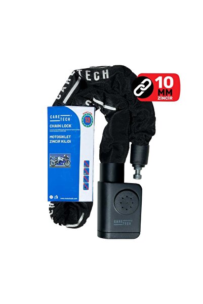 CARETECH CT-774 Zincir Kilidi Alarmlı Motosiklet/Bisiklet 10mm Çelik Kılıflı ...