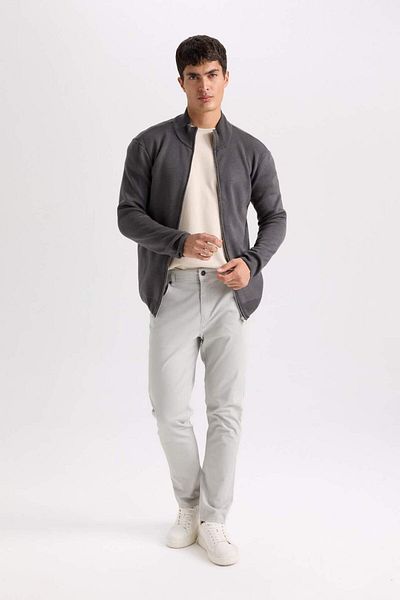 DeFacto Καλοκαιρινό παντελόνι Gabardine Chino Canvas Slim Fit Slim Fit Skinny Leg με τσέπη B2089AX25SP
