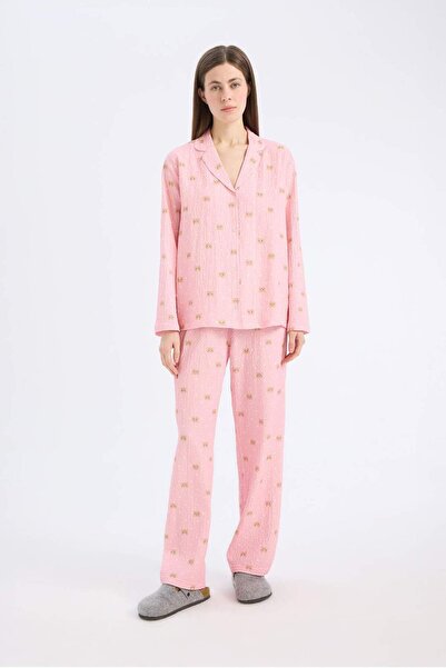 DeFacto Uzun Boy Dokuma Pijama Altı-Fall in Love E5773AX25SP