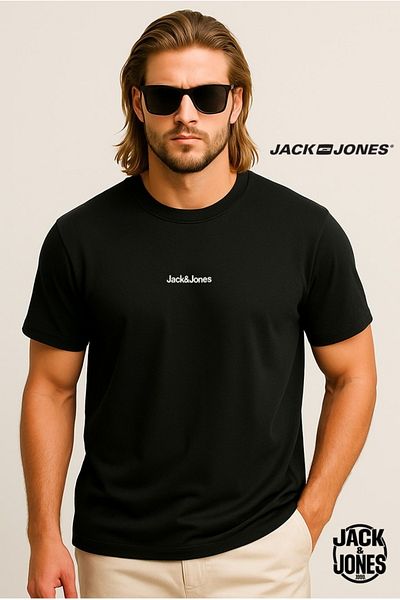 Jack & Jones J&J Jjmine Men's Logo Printed Back T-Shirt Black A1111