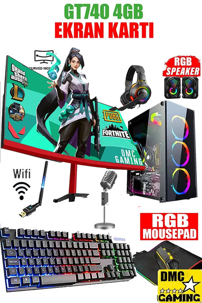 Dmc N85x (GTA5) I5-3470,16gb Ram,500gb Hdd 256gb Ssd Gt740 4gb 23.8" Curved Oyuncu Masaüstü Bilgisayar