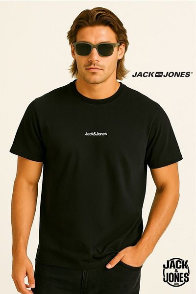 Jack & Jones J&J Jjmine Men's Logo Back Logo Printed T-Shirt Black A3333