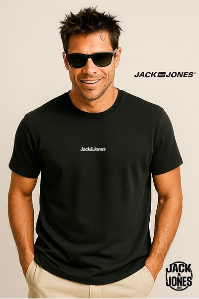 Jack & Jones J&J Jjmine Men's Logo Back Printed T-Shirt Black A0000