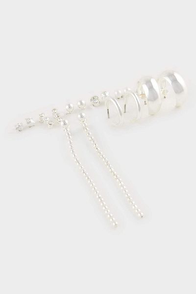 DeFacto Damen 9-teilige Silberohrringe E4453axns