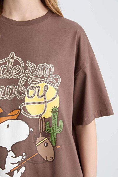 DeFacto Cool Snoopy Oversize Φαρδύ μπλουζάκι με κοντό μανίκι D9135AX25SM