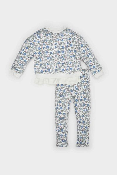 DeFacto 2-teiliges Set für Babys, Mädchen, Blumen-Sweatshirt, elastische Taille, Leggings D9384A525SP