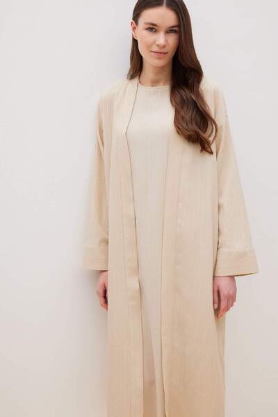 DeFacto Relax Fit Long Crinkle Kimono - Shawl Neck E1816Ax25Sp