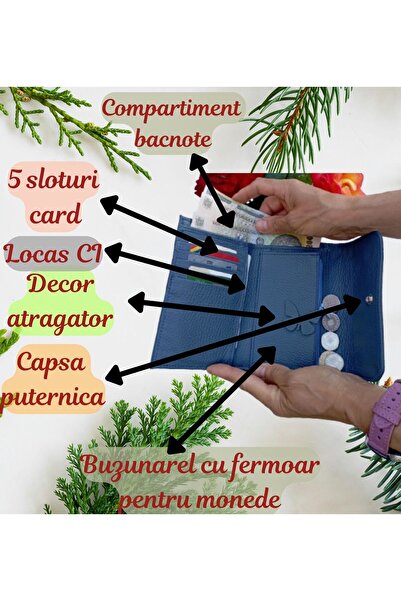 OEM Women's wallet, small, leather, elegant accessory, handmade, blue-gray