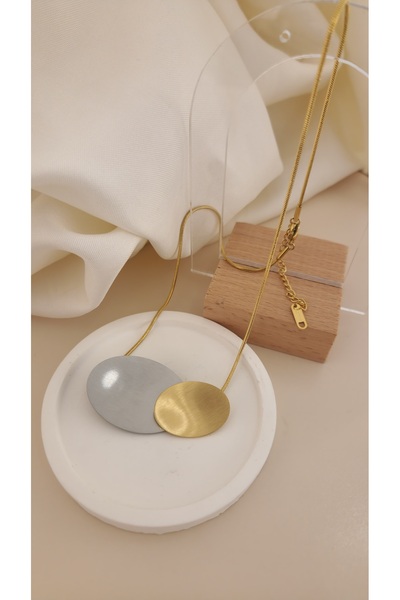 Gold ve Silver Daire Model Çelik Kolye & Yaz Kış Bahar Kombinleri için Şık Kolye✨