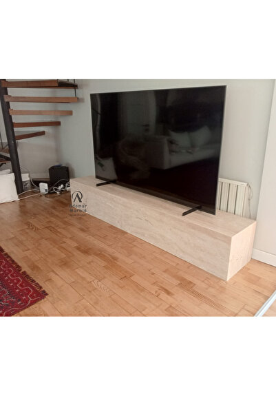 adomarmarblehandmadeandluxury Traverten TV Ünitesi, Gerçek Traverten, Tv Sehp...
