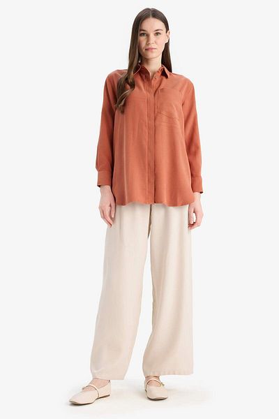 DeFacto Relax Fit Basic Straight Modal Langarmshirt Tunika D1299AX25SP