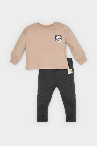 DeFacto 2-teiliges Set für Babys mit bedrucktem Sweatshirt und elastischem Bund unten D2937A525SP