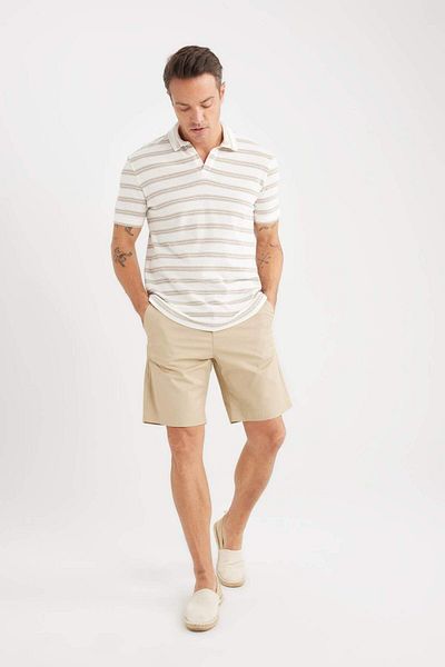 DeFacto Tricou cu mânecă scurtă cu dungi cu gât polo cu croiala normală D7941AX25SP