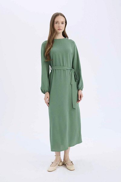 DeFacto Regular Fit Crew Neck Aerobin Long Sleeve Dress Midi E5268Ax25Sp