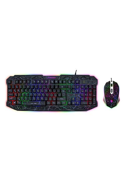 Microdigit Raider Gaming Kit 4 in 1 Illuminated Gaming Keyboard, Mouse, Wired Headset, Clear Microphone and Mouse Pad