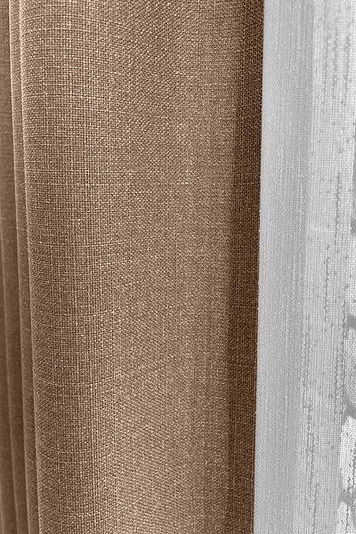 OnyxHome Κουρτίνα με φόντο λινό Paris Beige Μονό Φτερό (χωρίς μπαλώματα)