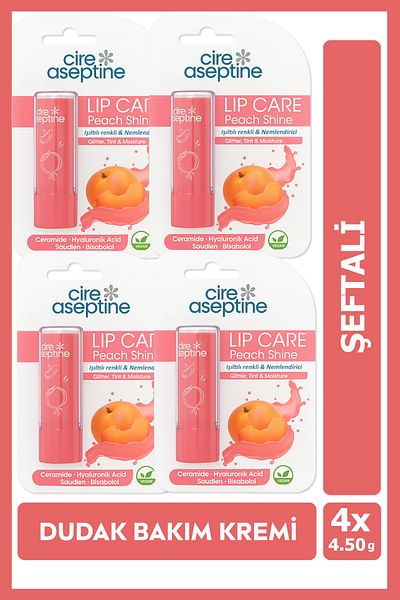 CIRE ASEPTINE مرطب الشفاه بلون الخوخ للعناية بالشفاه 4.5 جرام × 4 قطع