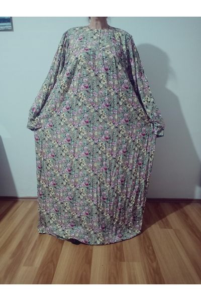 hoaryage Robadan Rochie pentru mama cu mâneci lungi 100% viscoză cu flori de imprimare, rochie de rugăciune, rochie hijab