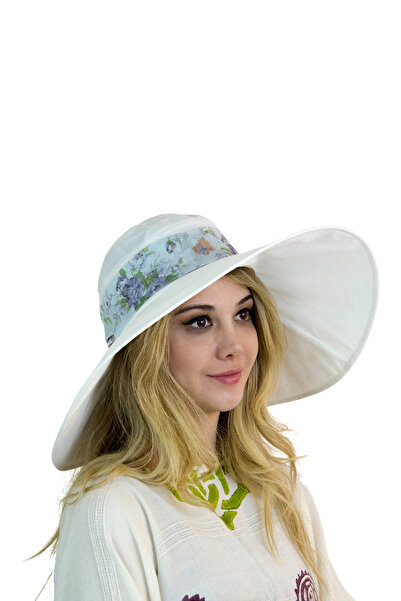 Bay Şapkacı Bay Şapkacı -Geniş kenarlı plaj şapkası-beyaz