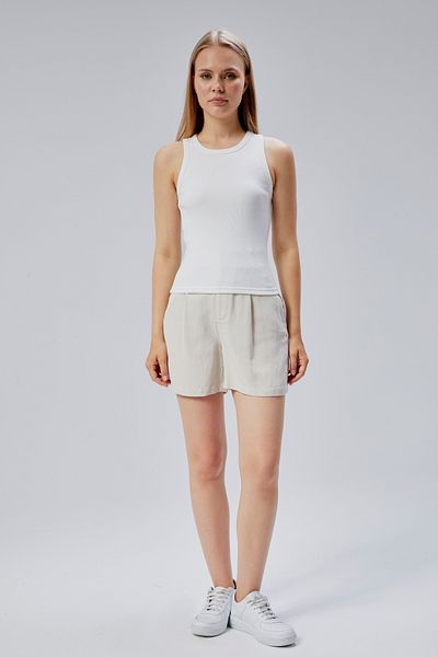 FHELIA Women's Ecru 100% Cotton Regular Fit Lycra Ribbed Basic Body Undershirt