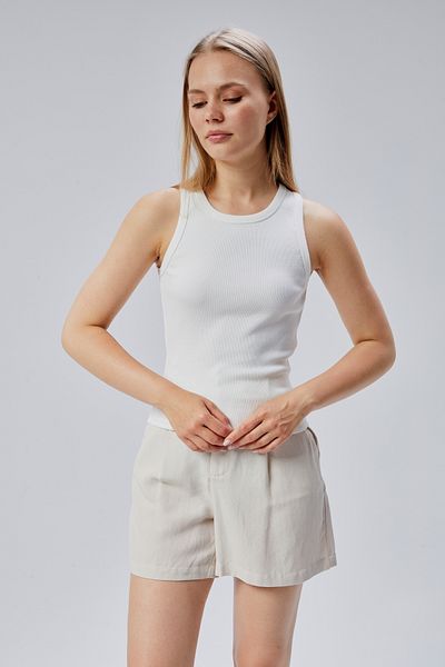 FHELIA Women's Ecru 100% Cotton Regular Fit Lycra Ribbed Basic Body Undershirt