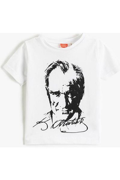 Koton Ataturk Printed T-Shirt Short Sleeve Round Neck