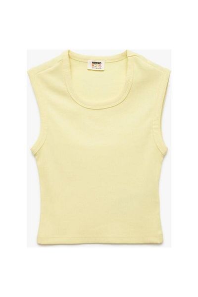 Koton Cotton Sleeveless Crew Neck Ribbed Slim Fit Crop Tank Top