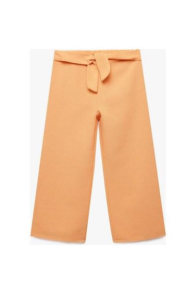 Koton Linen Blend Loose Leg Trousers with Tie Belt Detail