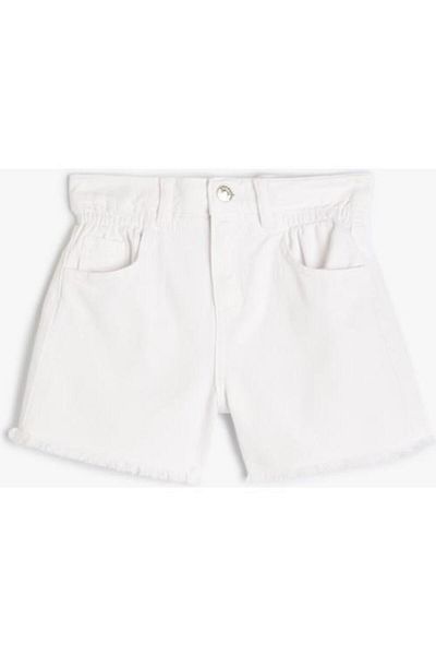 Koton Denim Shorts Tasseled Elastic Waist Pocket Cotton