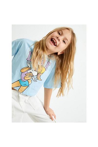 Koton Tricou crop Lola Bunny, cu mânecă scurtă, cu licență, din bumbac