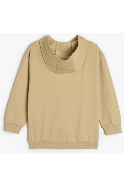 Koton Übergroßes Sweatshirt mit Kapuze und Reißverschluss, langärmelig, Baumwolle, mit Taschen