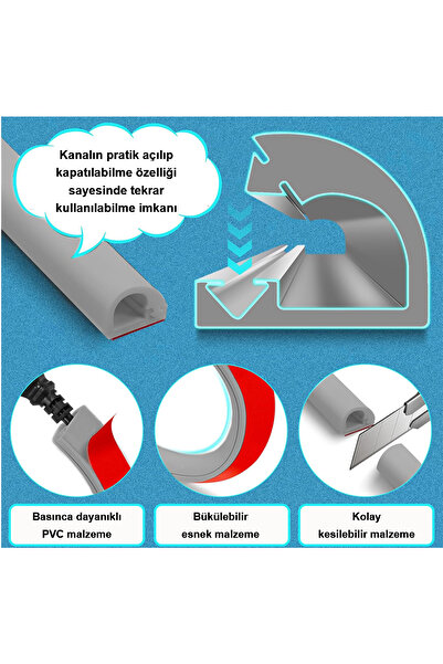 Greentech Esnek Kablo Kanalı Gri / GT-KK02