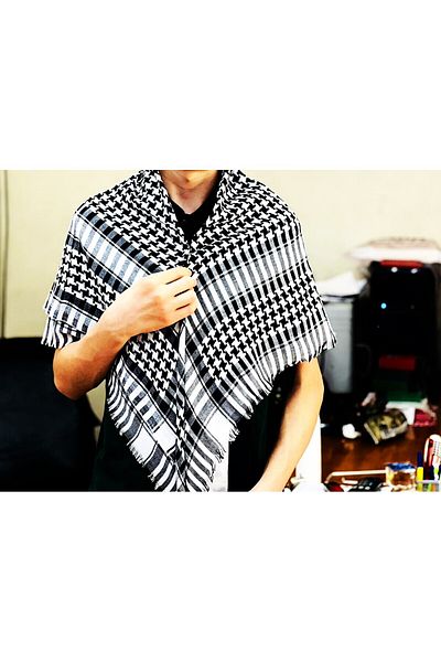TABANÇORAPLARI Cotton Unisex Puşi, Poşu, Kefiye Black White Rolled Local Shawl