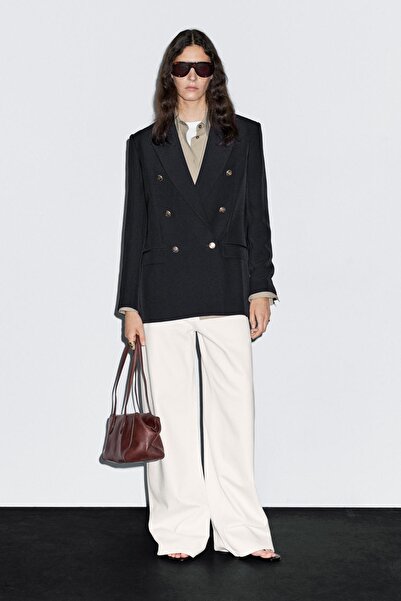 Massimo Dutti Dore düğmeli yün karışımlı blazer