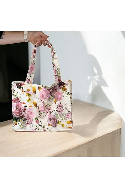 RELYA Women's Linen Large Size Lined Shoulder Bag Width 42 cm Length 35 cm Depth 5 cm