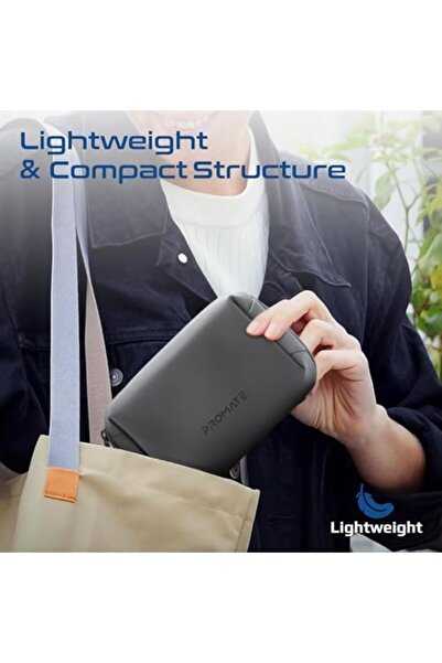 Promate Mini Tech Organizer Pouch with Multiple Compartments, Durable Waterproof PU Material, Lightw