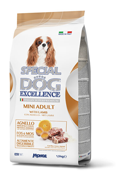Monge Dog Dry Food - Mini Adult with Lamb - Special Dog Excellence by Monge