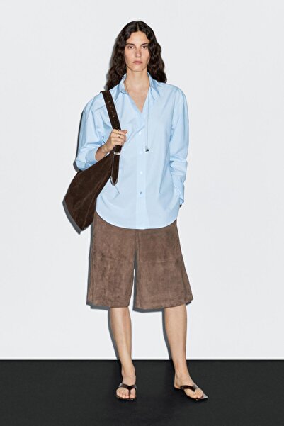 Massimo Dutti Uzun %100 pamuklu poplin gömlek